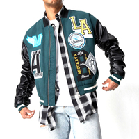 Nouvelle Arrivée Veste Authentique Vintage Hiver avec Broderies Personnalisées, Détail Boutons, Lettres, Multi-Badges et Manches Contrastantes