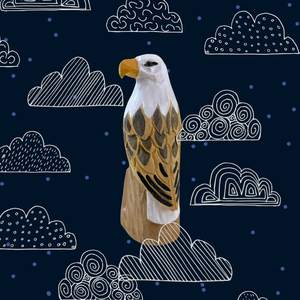 YEEYAYA Sculpture en bois d'aigle chauve américain sculptée à la main Porte-cartes de visite Figurine Cadeau Objets décoratifs élégants - Product Image 6