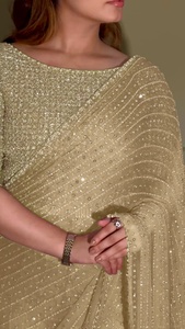 Best Selling Indian Bollywood Rich Look Fancy Ethnic Georgette Fabric Sari Trendy Party Wear Women Diwali Wedding - Product Image 3