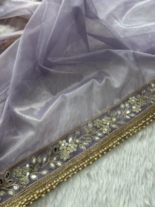 Meilleure vente broderie de tissu de soie d'exportation avec chemisier Sari dernier sari exclusif mariages de mariée ethniques superbe conception de tunique - Product Image 5