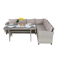 Ensemble de salle à manger de luxe au design moderne pour restaurant commercial, 2 chaises, 1 banc, mobilier en rotin tressé, extérieur, villa, non pliable, JULEMIND