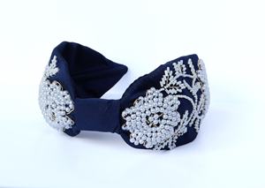 Diseño exclusivo Estilo de turbante de moda Cuentas azules y blancas Los mejores accesorios para el cabello de moda Tela hecha a mano Mujeres y diademas - Product Image 3