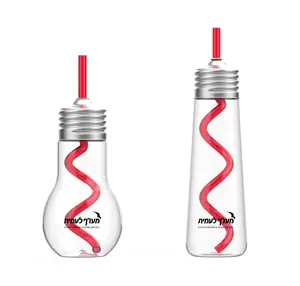 600ml Creative Fashion Party Plastic Clear LED Bulb Shaped Water Tumbler