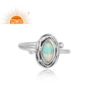 Latest Design Oxidized <b>Sterling</b> <b>Silver</b> Natural Ethiopian Opal Gemstone <b>Adjustable</b> <b>Ring</b> Jewelry Manufacturer - Product Image 3