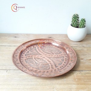 ถาดเสิร์ฟทองแดงถาดเสิร์ฟแบบกลมเคลือบหรูหราอุปกรณ์โรงแรมงานแฮนด์เมดดีไซน์เนอร์ขายส่ง - Product Image 4