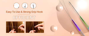 Extensions de cheveux Outils de perlage Pince plus étroite Tirant Crochet et Micro Anneau Boucle Ensemble - Product Image 6
