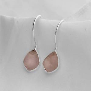 925 Sterling Silver Handmade Designer Dangle Drop <b>Earrings</b> Natural Raw <b>Aquamarine</b> Gemstone Customized for Women's Wedding Gift - Product Image 2