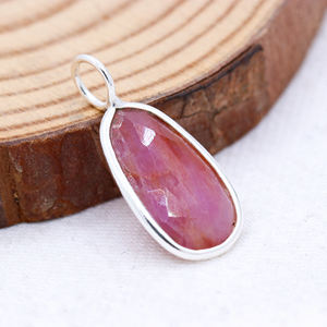 อัญมณีสีชมพูแซฟไฟร์ธรรมชาติ925รูปไข่แข็งจี้รักษาแบบแฮนด์เมดทำด้วยมือ - Product Image 6