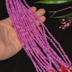 Piedras preciosas de ópalo etíope rosa, cuentas lisas caídas, chips sueltos, cuentas de pepitas para hacer joyería, pulsera, collar, suministros DIY - Product Image 5