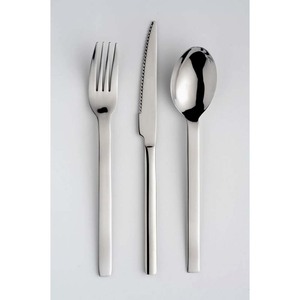 Couverts matériels en acier inoxydable en métal de dîner de cadeau argenté ensemble de couverts avec la poignée plaquée par or épaisse - Product Image 5