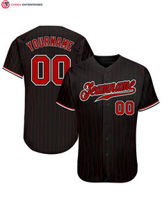 Maillot de baseball avec votre logo imprimé nom et numéro de l'équipe maillot de baseball blanc à fines rayures personnalisé - Product Image 1