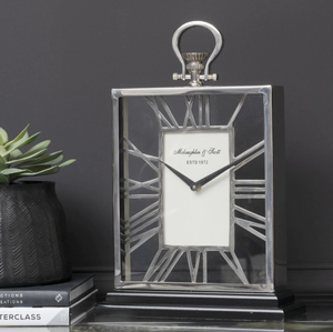 Handmade Sand Casted Roman Number <b>Table</b> <b>Clock</b> Ak Brass Rectangle Vertical Aluminium Metal For Home Decor for Desks & <b>Tables</b> - Product Image 1