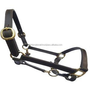 Licou en cuir entièrement réglable au design classique prix de gros licou de course de chevaux en cuir fait main avec accessoires en laiton - Product Image 4