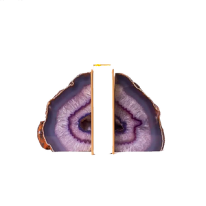 ที่มีคุณภาพสูงหิน bookend สีม่วงย้อมสีอาเกตคริสตัล bookend พลอยโมราธรรมชาติบำบัดขายส่ง - Product Image 6