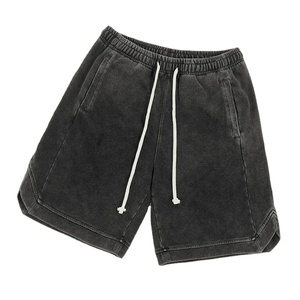 Pantalones cortos lavados con ácido de algodón 100% con impresión de logotipo personalizado con bolsillos laterales para hombre, pantalones cortos de peso pesado lavados con nieve Vintage en blanco con ajuste relajado - Product Image 5