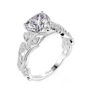 Jeulia Diamond Heart Leaf Engagement Ring Rose Gold Plated Sterling Silver - Product Image 2