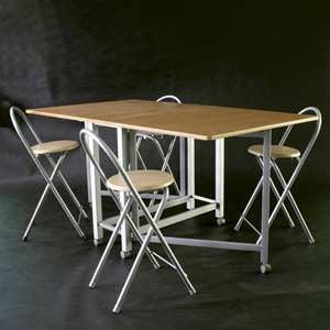 Ensemble table et 4 tabourets en bois WELL HOME, design inspiré des livres de jardinage - Product Image 3