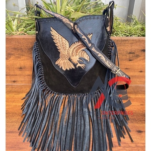 2024 Wholesale High Quality Hand Tooled Suede Leather Fringe Crossbody <b>Bag</b> Eagle Tooling Hippie Boho Women's <b>Large</b> <b>Shoulder</b> <b>Bags</b> - Product Image 1