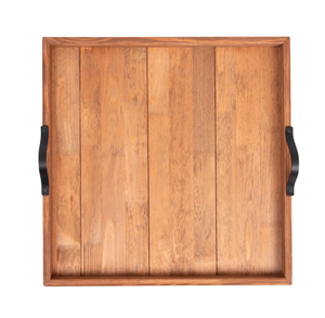 Gran oferta para bandeja rectangular de madera de mango diseño costero rústico con asas de Metal para desayuno Hogar y hoteles para bodas - Product Image 3