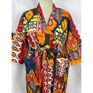 Handmade Boho-House Bathrobe Pure Cotton Kimono Spring and Summer <b>Cardigan</b> Handcrafted Swimsuit Cover Ups - Product Image 4