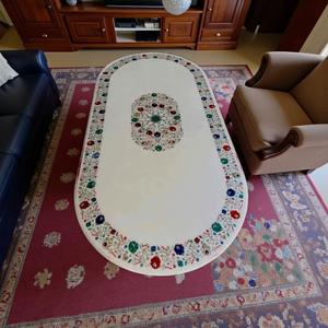 Table à manger en marbre incrusté de qualité supérieure, fabriquée à la main en Inde, pour la décoration de la maison à prix avantageux - Product Image 3