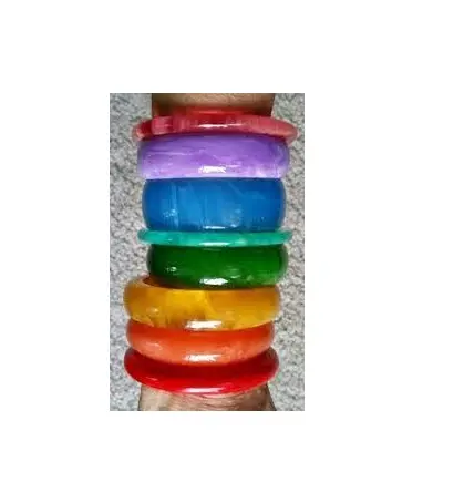 Esin-pulsera de resina personalizada para mujer, brazalete a rayas multicolor