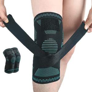 Rodillera personalizada antideslizante deporte protector de nailon de punto rodillera ajustable para el dolor con correa - Product Image 1