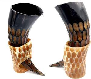 Corne à boire naturelle de style viking, sculpture animale nautique, attrayante, polie, de haute qualité, toucher réel, décoration de Noël - Product Image 1
