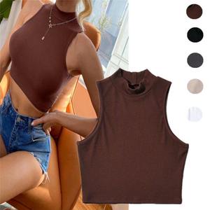 Top corto informal ajustado para mujer, Camiseta corta cómoda, Sexy, transpirable, suave, cuello redondo, sólido, superventas - Product Image 2