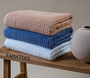 Toallas de baño de lujo, algodón turco peinado suave, superabsorbente, patrón cuadrado, fabricante turco - Product Image 3