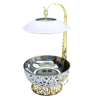 Chauffe-Plat de Luxe pour Buffet avec Support Décoratif et Couvercle Dôme 9L en Acier Inoxydable 304, Chauffage à la Vapeur, Efficacité Énergétique A++