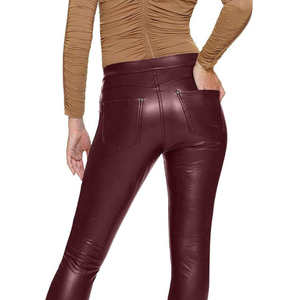 Pantalones de cuero con corte de bota elegante para mujer, cuero genuino de alta calidad, ajuste perfecto para ropa informal y formal - Product Image 6