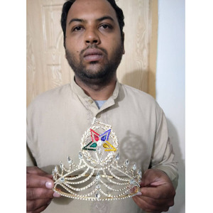 NUEVA REGALIA MASÓNICA, Coronilla O.E.S. con Pedrería para Matrona Digna de la Orden de la Estrella de Oriente, con Cetro en Tono Dorado, Talla Grande, Regalia 2026 - Product Image 4