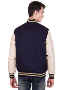 Chaqueta Universitaria Personalizada con Logotipo Propio, Cuello Acanalado con Puños, Chaqueta Bomber con Bordado Chenille para Hombre - Product Image 5
