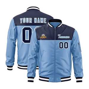 Veste d'université en satin pour hommes personnalisée brodée de baseball Bomber Coat col montant boutons pression avant OEM/ODM en gros pour l'hiver - Product Image 3