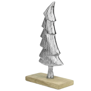 Atractiva Escultura de Árbol de Navidad de Metal Negro con Base Redonda de Madera, Decoración Moderna para Mesa de Centro, para el Hogar o la Oficina - Product Image 2