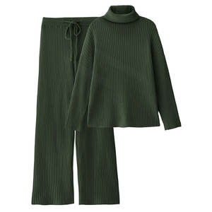 Women's Two-piece Cashmere Sweater Dress Sets <b>Long</b> <b>Sleeve</b> Knit Outfits Solid <b>Turtleneck</b> <b>Top</b> - Product Image 1