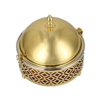 Nouveau chauffe-plats à couvercle de coupe arabe rond et beau avec fond design Hotpot plaqué or pour la vaisselle du Moyen-Orient