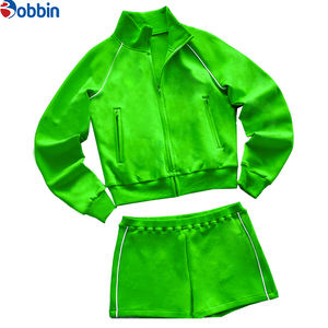 Ensemble de shorts de sport pour femmes personnalisés en velours, couleur unie, vestes à manches longues avec pantalon, taille plus, 2 pièces pour l'hiver - Product Image 2