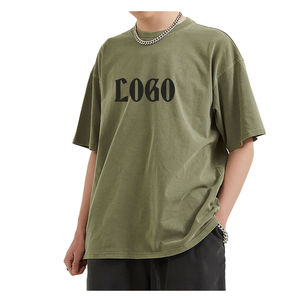 T-shirt Homme Vintage Délavé Coupe Classique 100% Coton Biologique Col Rond Manches Courtes Sérigraphie Anti-Plis Décontracté Streetwear ODM - Product Image 1