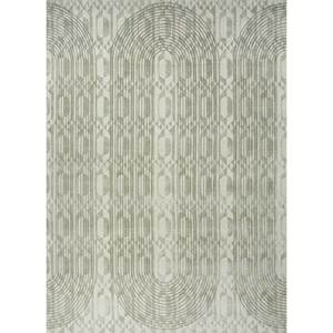 พรมลายเรขาคณิต Aakar by Kavi Eskn-339 ทำจากขนสัตว์และไหมไผ่ สีเขียว ถักด้วยมือ สำหรับใช้ในบ้าน - Product Image 1