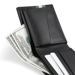 กระเป๋าสตางค์หนังแท้คุณภาพสูง ป้องกัน RFID ดีไซน์หรูหรา พับสั้น ปักโลโก้ได้ตามต้องการ ฟังก์ชั่นหลากหลาย แฟชั่น ทันสมัย จุของได้เยอะ - Product Image 5