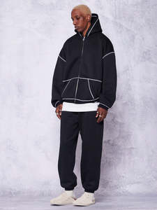 เสื้อมีฮู้ดโอเวอร์ไซส์ผ้าคอตตอน100% โลโก้ตามสั่งเสื้อผ้าแนวสตรีทแต่งซิปสำหรับฤดูหนาว - Product Image 4