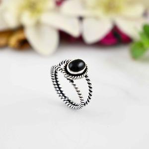 Anillo de Plata de Ley 925 con Piedra de Ónix Negra, Joyería Hecha a Mano, Anillo de Plata Estilo Bohemio para Mujer, Regalo de Boda para Esposa - Product Image 3