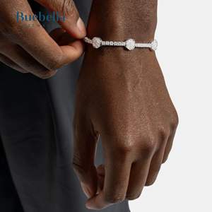 Gran oferta, regalo para hombre, 9mm, de 925 Ley Plata, pulsera de tenis chapada en oro blanco de 14K con Moissanite Daisy, joyería fina - Product Image 2