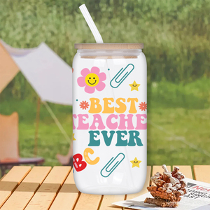 Venta al por mayor <span class=keywords><strong>de</strong></span> fábrica: Vaso Mason <span class=keywords><strong>de</strong></span> vidrio reutilizable personalizado sin BPA con tapas <span class=keywords><strong>de</strong></span> bambú, regalo para el Día <span class=keywords><strong>del</strong></span> <span class=keywords><strong>Maestro</strong></span> 2026 y graduación - Product Image 6