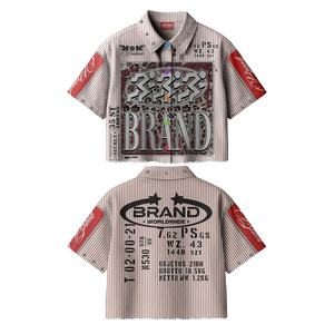 T-shirt court vintage délavé à l'acide pour hommes, coupe oversize, streetwear, sérigraphie décontractée, brodée, OEM service - Product Image 1