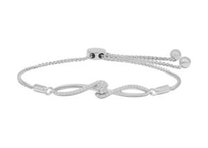 Wholesale OEM 14K <b>White</b> Gold Bohemian Celestial Endlessness 0.22Ct Moissanite Infinity C Chain Adjustable Bolo <b>Bracelet</b> - Product Image 5