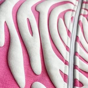 เสื้อฮู้ดฮิปฮอปสตรีทแวร์ พิมพ์ลายนูน 3 มิติ ผ้าฝ้าย 100% ลายกราฟิกสั่งทำพิเศษ ทรงโอเวอร์ไซส์ ซิปยาวเต็มตัว สำหรับผู้ชาย - Product Image 2