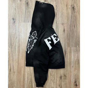 Vente en gros Mazy Sports Sweat à capuche vintage pour homme 500GSM en coton français délavé à l'acide et vieilli 100% coton automne avec fermeture éclair et broderie - Product Image 2